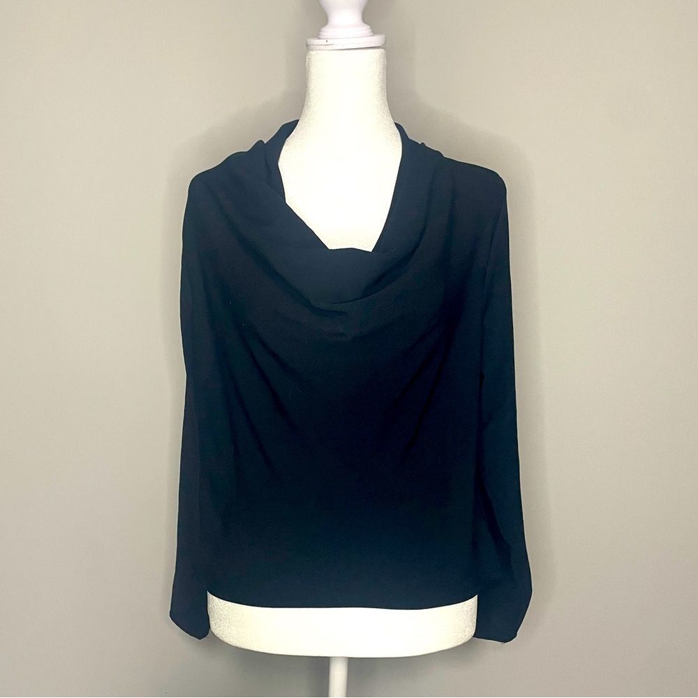NWT Zara Cowl Neck Black Crepe Blouse